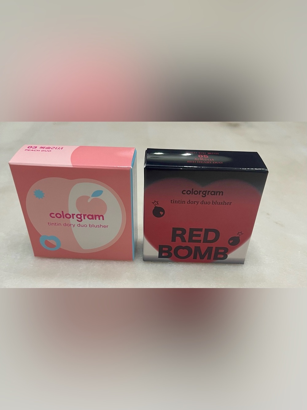 Colorgram Red Bomb Tintin Dory Duo Blush - Red and Pink AND Colorgram Duo Peach